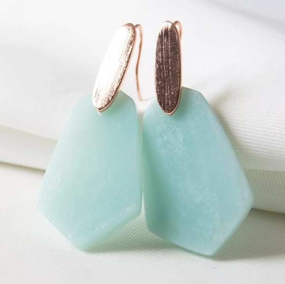 Kendra Scott "Camila" Rose & Teal Quartz Earrings - Picture 2 of 4